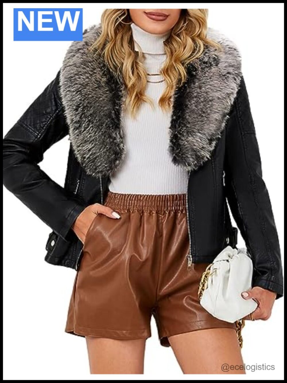 Faux Leather Moto Jacket with Removable Sherpa Collar